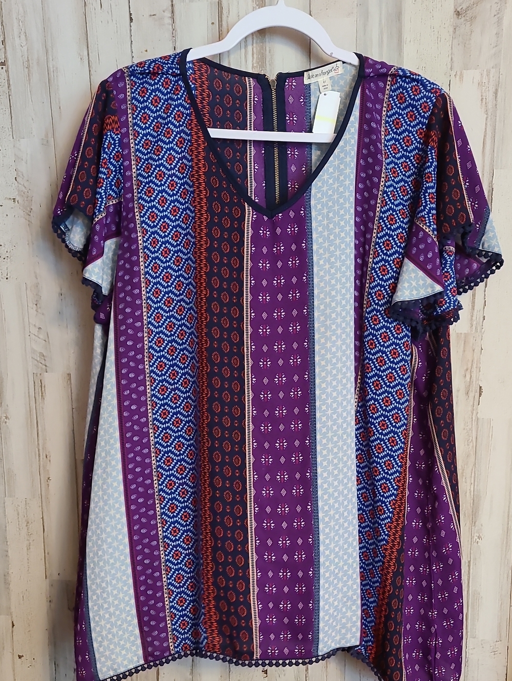 LOVE ON A HANGER Purple Multi-Stripe Patterned Tunic